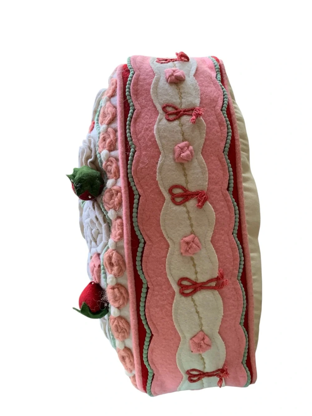 World Market Pink Multicolor Felt Cake Wedge Shaped Throw Pillow
